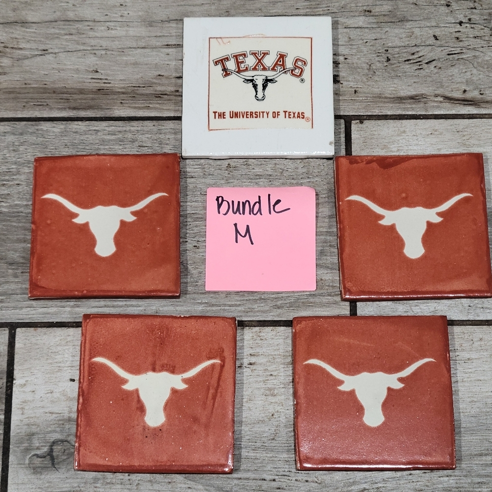 Texas Longhorns 5 piece bundle decorative tiles or coasters